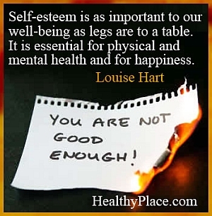 اقتبس عن الصحة العقلية - إن احترام الذات أمر مهم بالنسبة لرفاهيتنا بقدر أهمية الأرجل على الطاولة. من الضروري للصحة البدنية والعقلية والسعادة.