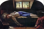 تُصور لوحة هنري واليس "موت تشاترتون" رجلاً انتحر بالزرنيخ